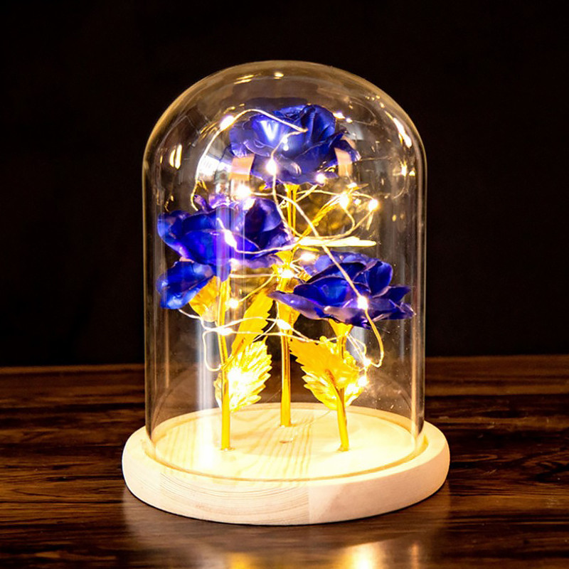 

Три розы в колбе 24К Lesko KY-46465 Blue с LED подсветкой вечная светящаяся
