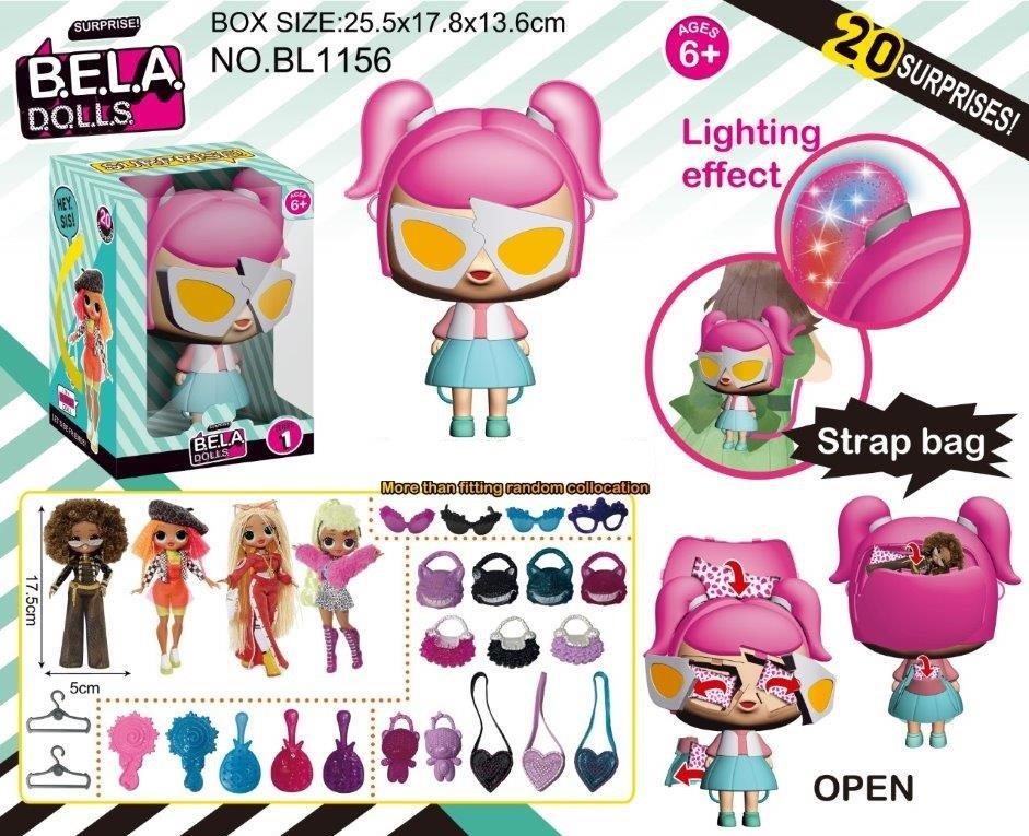 

Игровой набор кукла Bella Dolls, сумка, в кот. кукла 17,5см+сюрпризы: одежда, украшения, в коробке 26*18*14см (28шт) (BL1156)