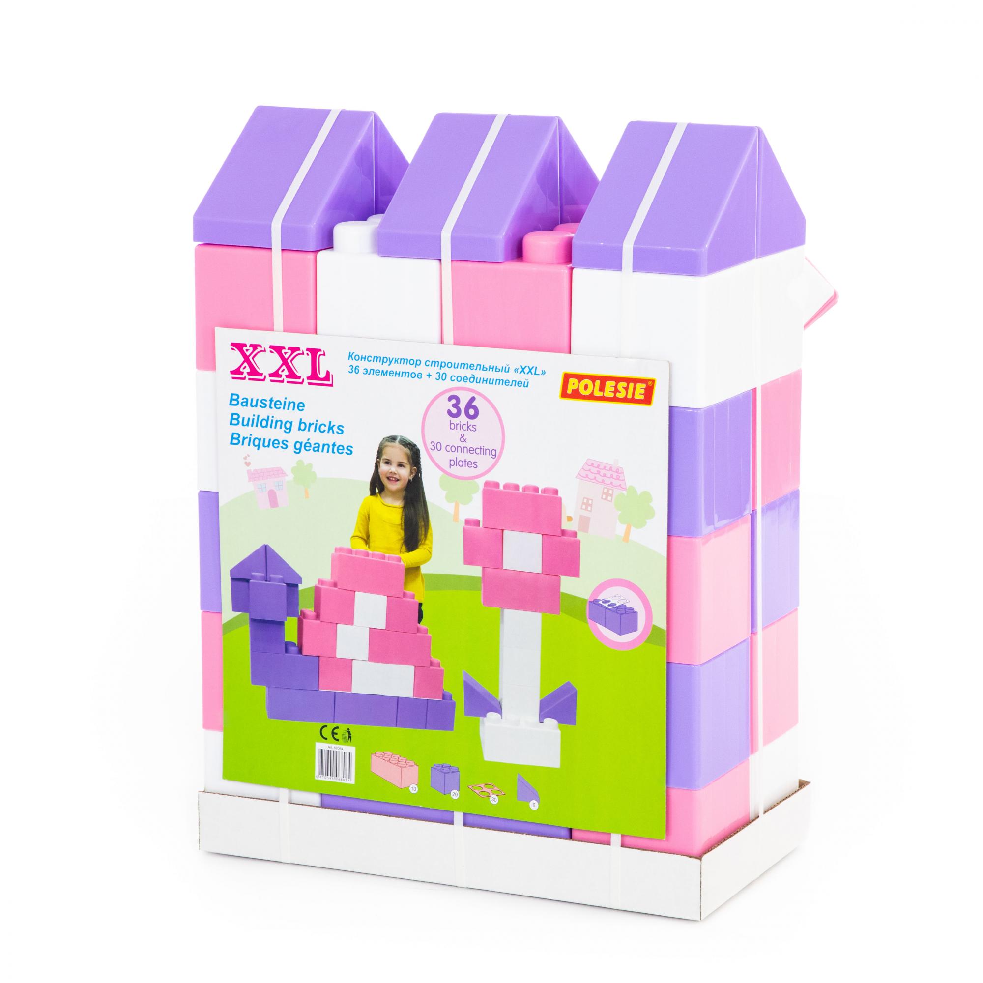 

Конструктор строительный "XXL", 36 элементов,30 соединителей, 44,5*23*60см, ТМ Полесье (1шт) (68064)