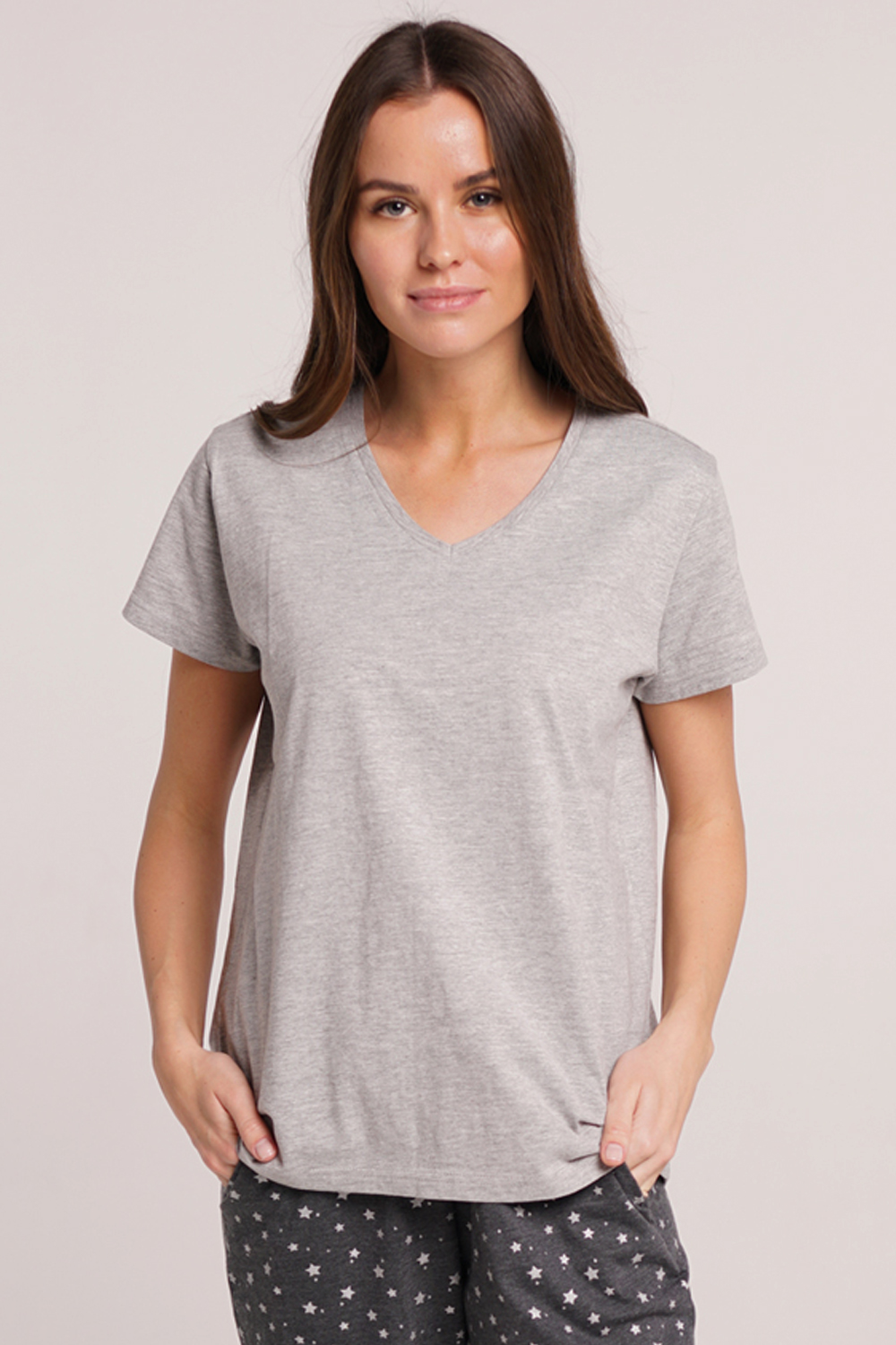 

Женская домашняя футболка NAVIALE 100031 BASIC  Меланжевая, Женская домашняя футболка NAVIALE 100031 BASIC S Меланжевая