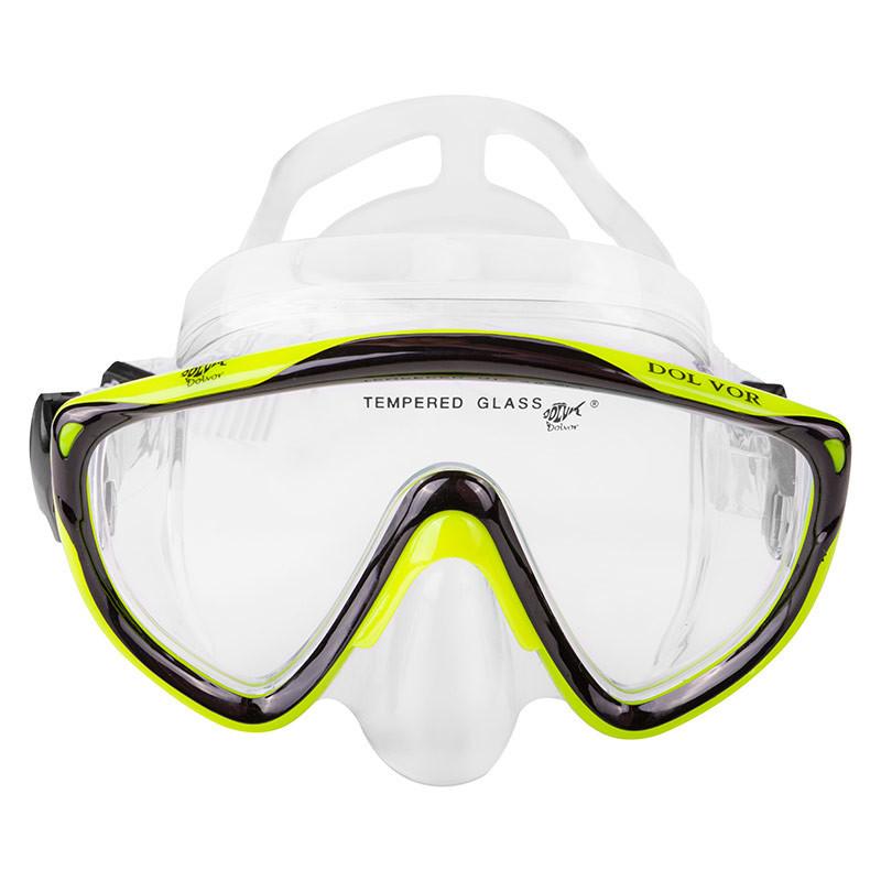 

Маска для плавания подростковая черно-желтая Dolvor mod. 172