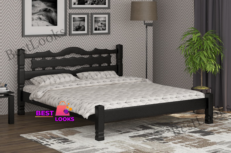 

Кровать деревянная двуспальная 160х190 Инга Wellmebely сосна Венге Л6