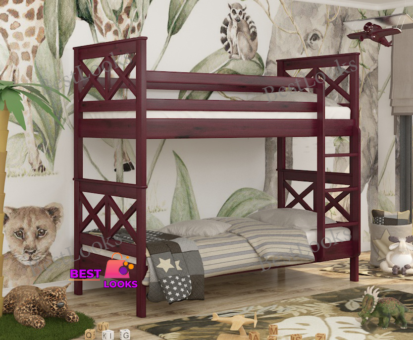 

Кровать Двухъярусная 80х200 Wellmebely Маугли Трансформер сосна Махонь Л6