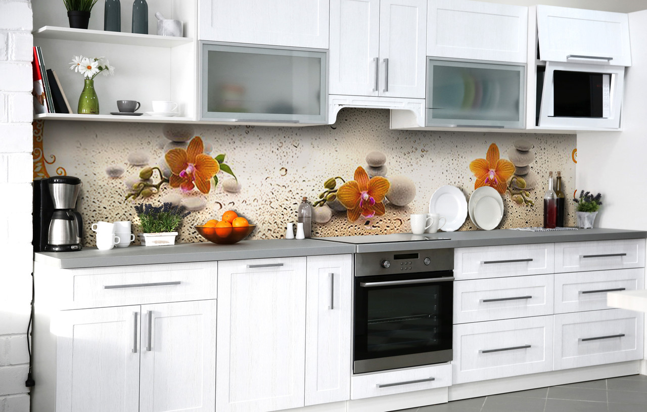 

Скинали на кухню Zatarga «Баланс и роса» 650х2500 мм виниловая 3Д наклейка кухонный фартук самоклеящаяся