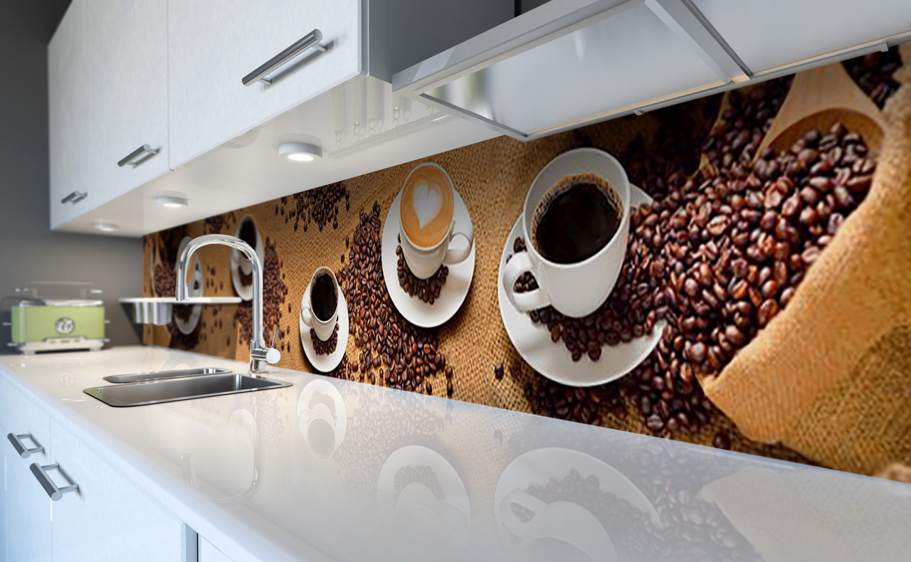 

Скинали на кухню Zatarga «Партия кофейных зёрен» 600х3000 мм виниловая 3Д наклейка кухонный фартук