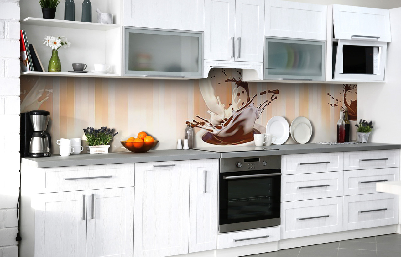 

Скинали на кухню Zatarga «Шоколадно-молочный тандем» 600х3000 мм виниловая 3Д наклейка кухонный фартук