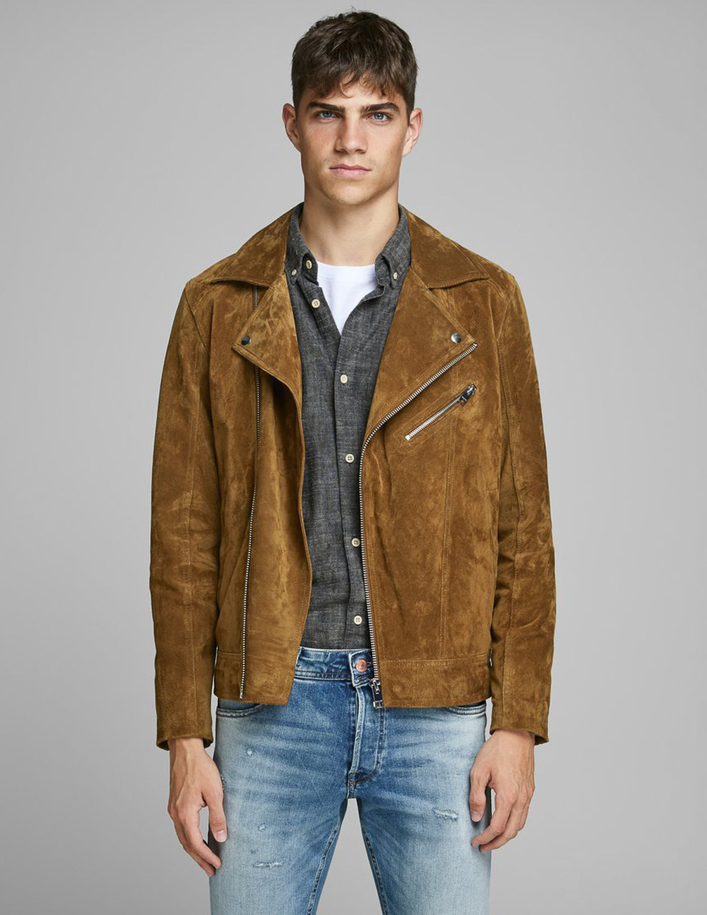 

Кожаная куртка JACK&JONES М0108425 цвет коричневый S