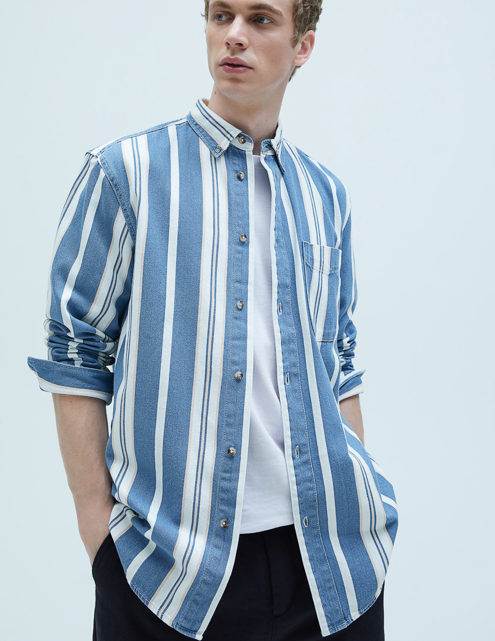 

Рубашка д/р Zara М0108805 (6987/444/044) цвет голубой-белый S