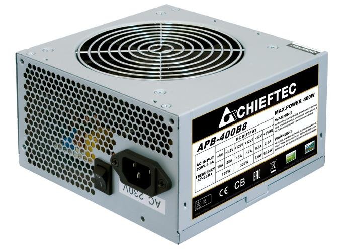 

Блок питания CHIEFTEC Value APB-400B8,12cm fan, a/PFC,24+4+4,2xPeripheral,1xFDD,3xSATA,1xPCIe