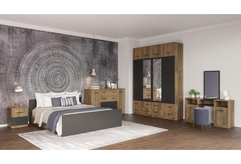 

Спальня Світ Меблів Лотос дуб фрегат/серый + металлический каркас 160х200