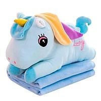 

Игрушка Единорог с пледом SB голубой