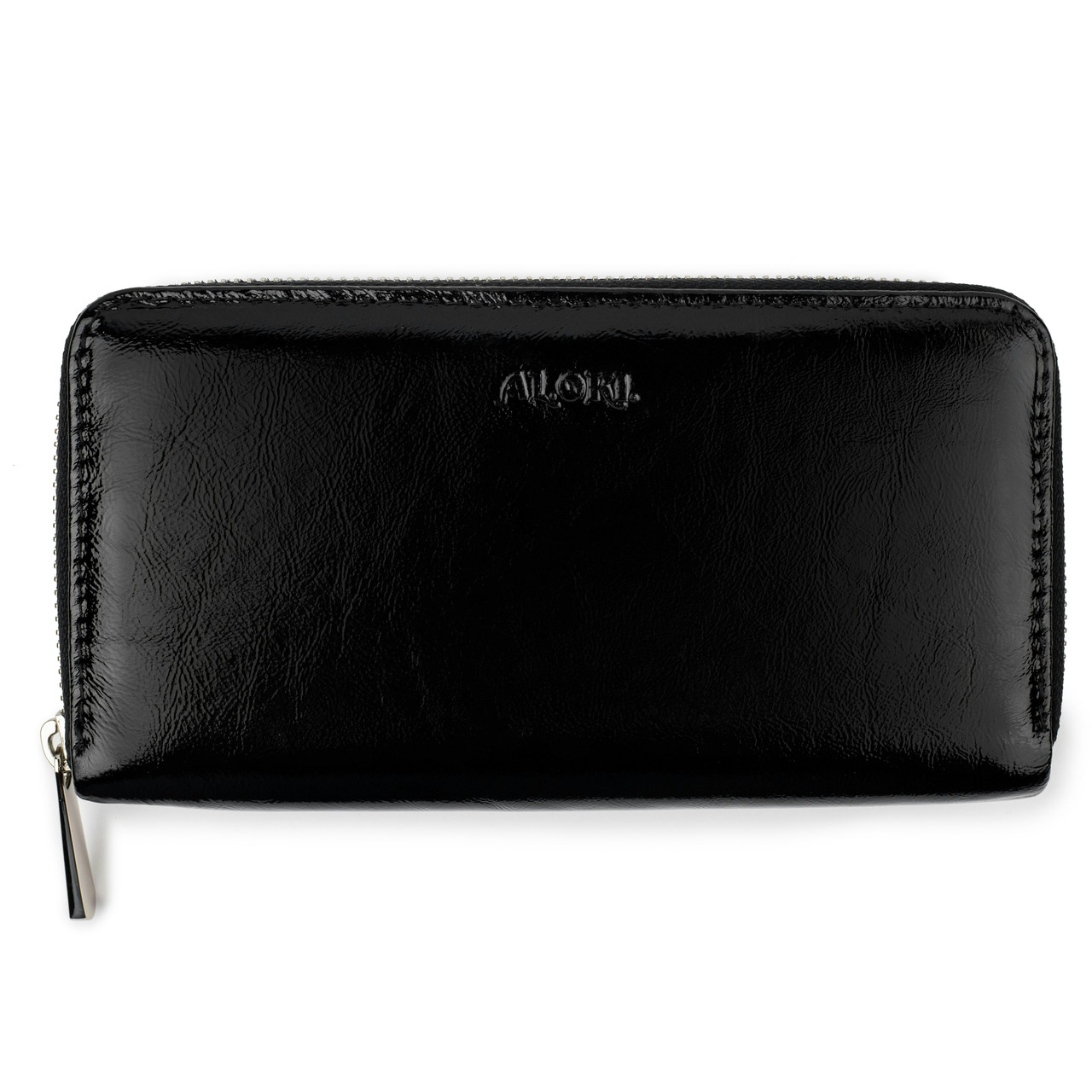 

Кошелёк женский натуральная гладкая лаковая кожа ALORI, черный (внутри розового) МО-01-2/3 Black/Pink