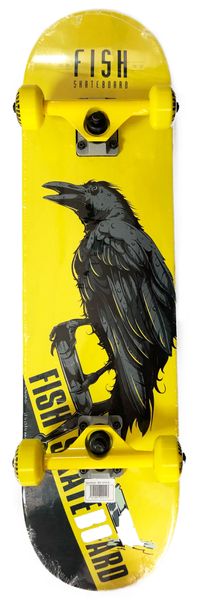 

Скейтборд деревянный канадский клен для трюков Fish Skateboards Ворон 79см (sk86)