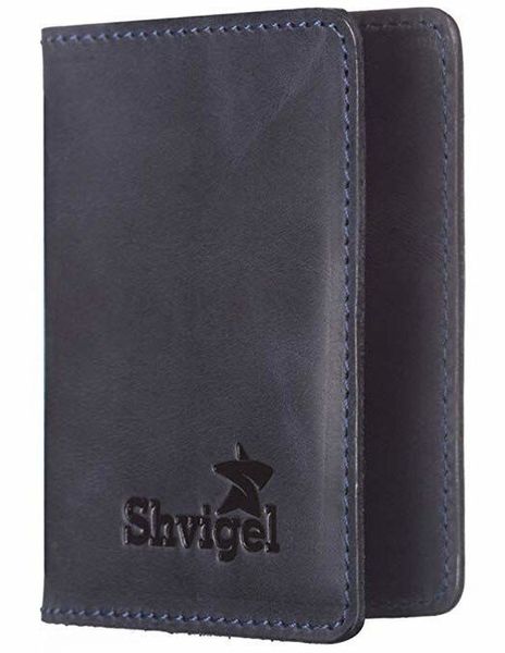 

Кожаная кредитница SHVIGEL 15301 Темно-синий