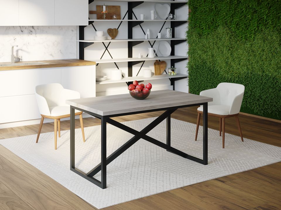 

Обеденный стол Skandi Wood SW082 Оклахома-сити 120 х 80 х 75 см МДФ+Шпон Дуб Серый
