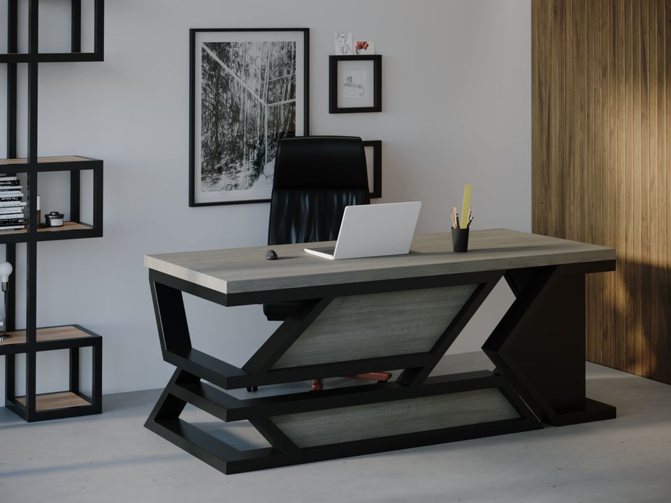 

Компьютерный стол Skandi Wood SW114 Виргиния 200 х 80 х 75 см МДФ+Шпон Дуб Темно-Cерый