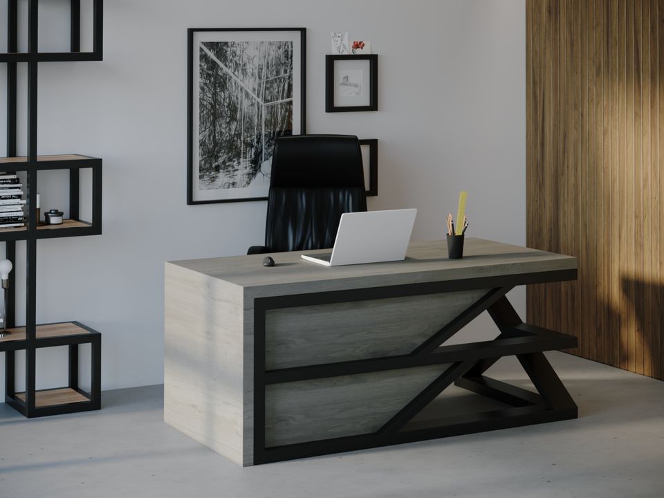 

Компьютерный стол Skandi Wood SW113 Небраска 150 х 80 х 75 см МДФ+Шпон Дуб Темно-Cерый