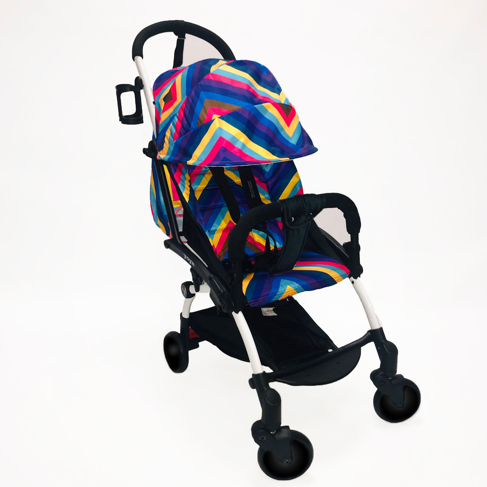 

Коляска Yoya 175А+ с Большим дождевиком Синяя с красным Blue colorful на белой раме