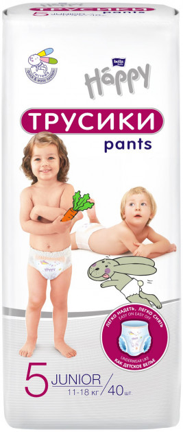

Подгузники-трусики детские Bella Baby Happy Junior 11-18 кг 40 шт