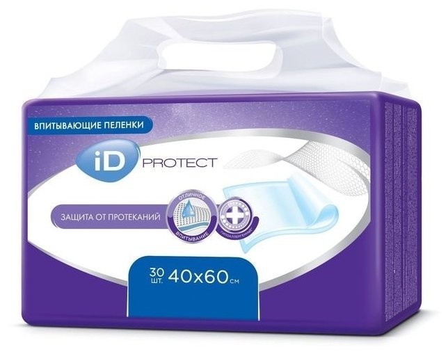 

Пеленки гигиенические ID Protect Plus одноразовые 40х60 см 30 шт