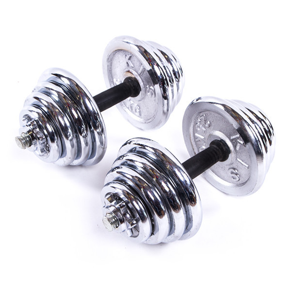 

Гантели разборные пара 40кг (2шт х 20 кг), хром , серебристые