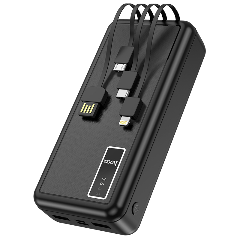 

УМБ HOCO Perfect route LED power bank with cable 20000mAh J77A 2USB/Lightning/Type-C, 2A| black