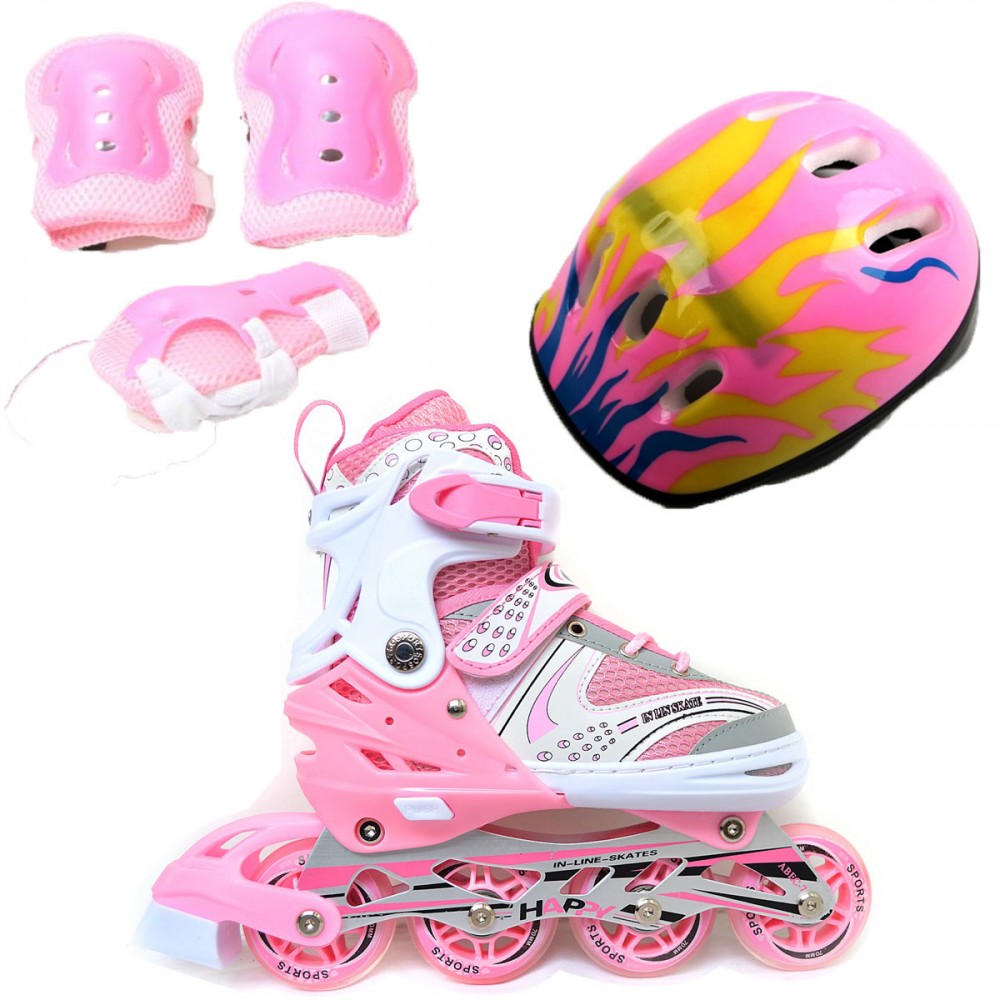

Роликовые коньки Ролики детские Happy Combo EcoLine ( + защита + шлем ) 39-43, Розовый (2T3007E)