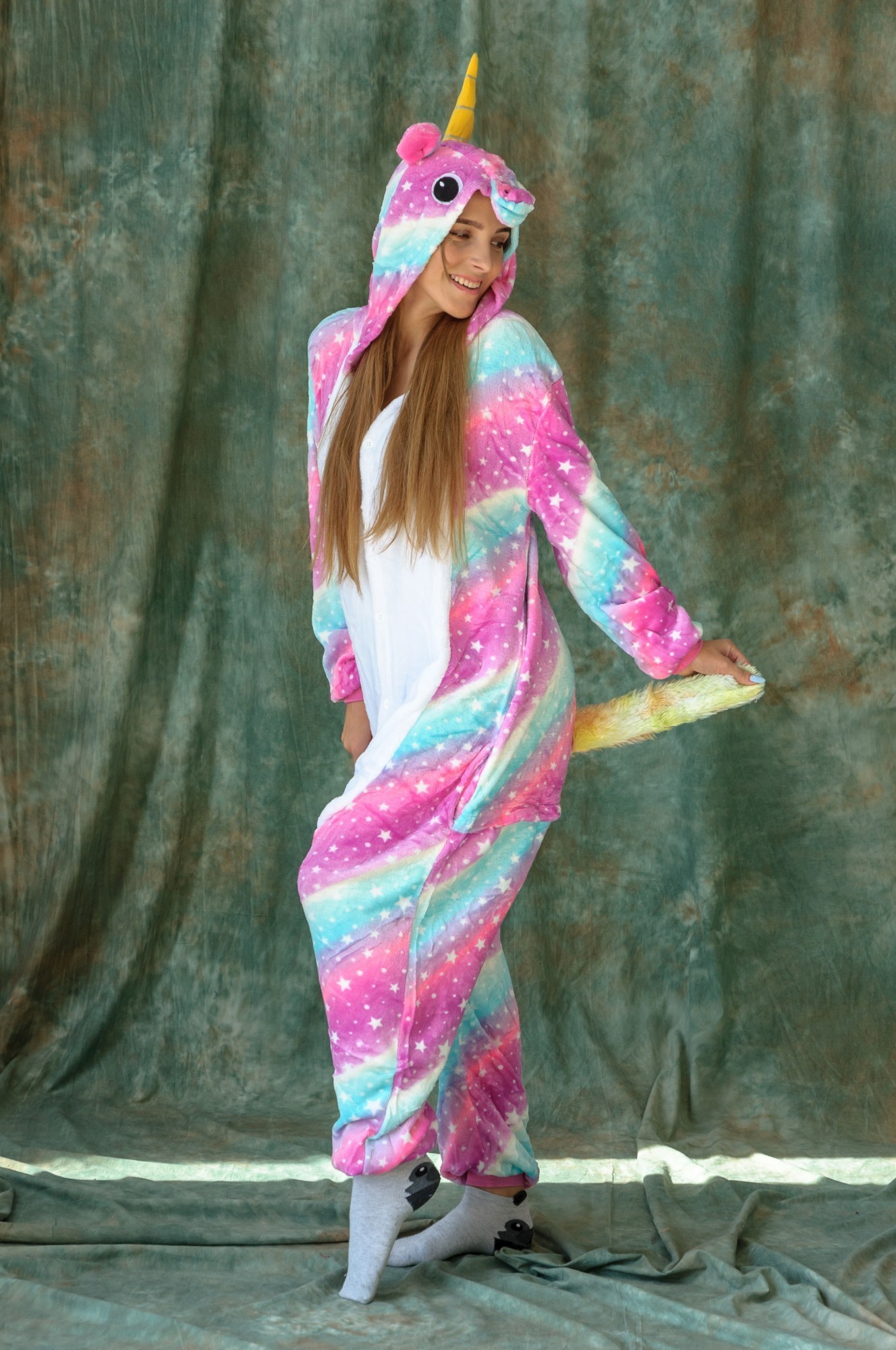 

Пижама Кигуруми Kigurumi Единорог полосатый L (1002)