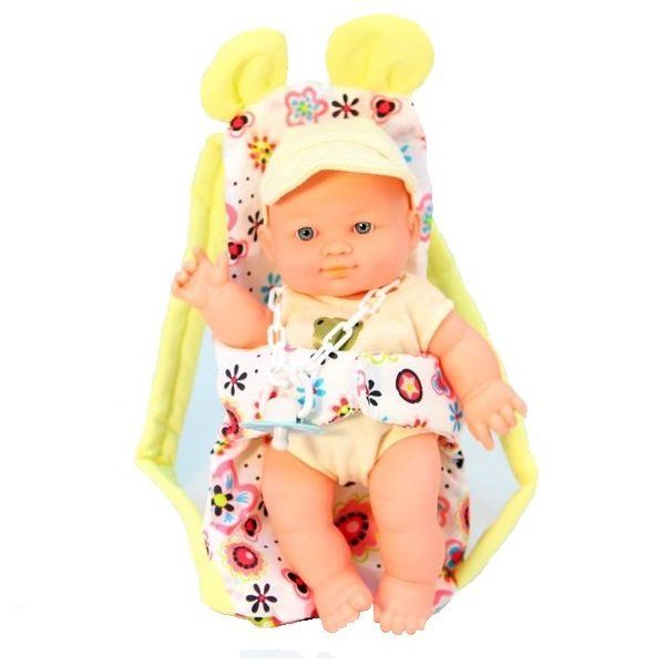 

Набор игровой для девочек Maya Toys "Пупс в переноске" желтый (12101-2)