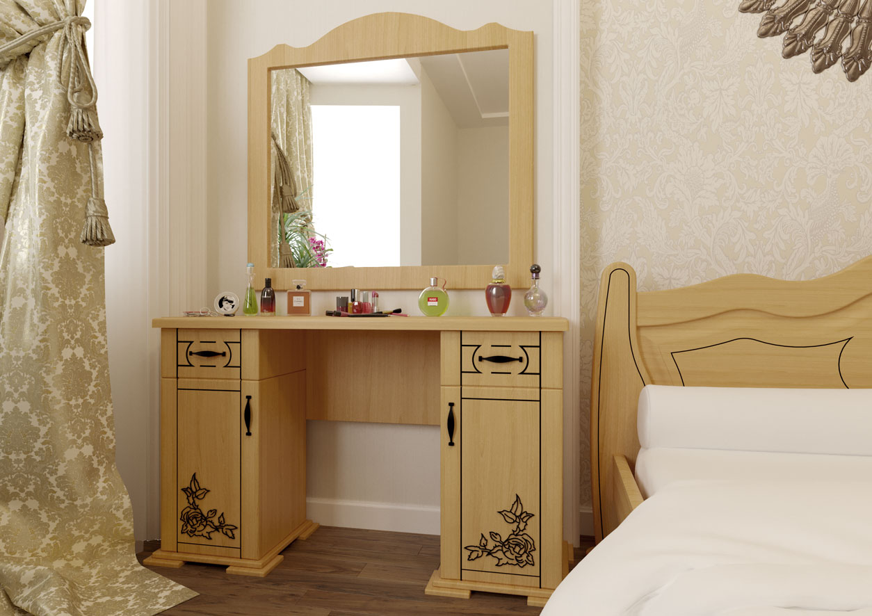 

Стол туалетный из шпонированного МДФ в спальню Мальва ЧДК Ольха