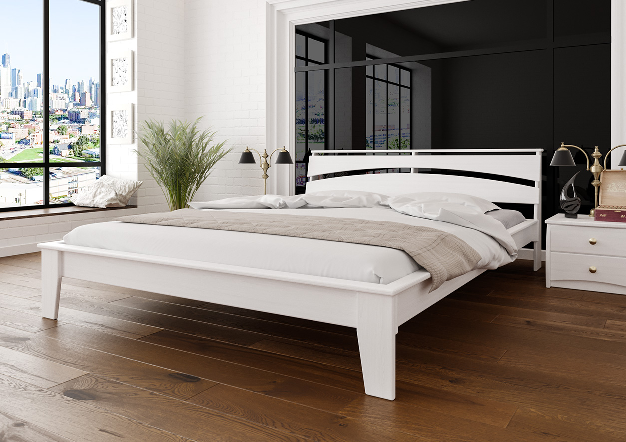 

Кровать двуспальная из натурального дерева Венеция ЧДК ольха в спальню 160x200 Белый