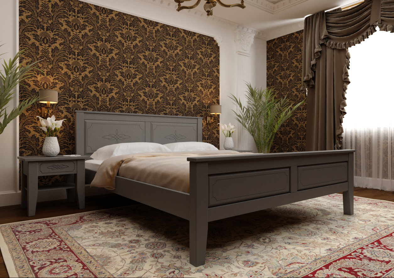 

Кровать двуспальная из натурального дерева Майя ЧДК сосна в спальню 160x200 Серый