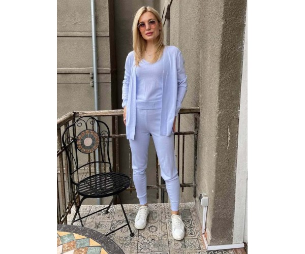 

Костюм-тройка женский вязанный весенний Modern Boutique голубой, one size КО16270