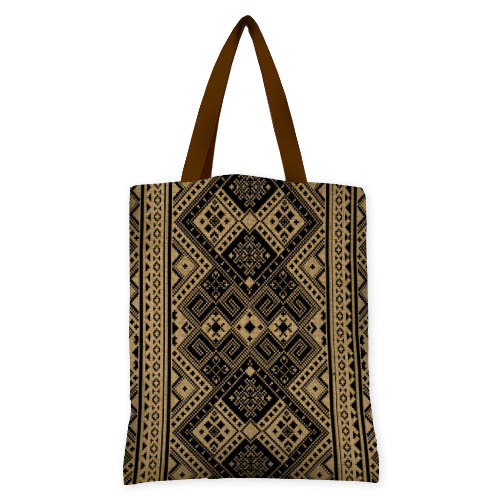 

Сумка женская тканевая Original Presentville Украинский орнамент коричневый с черным 40x45 см