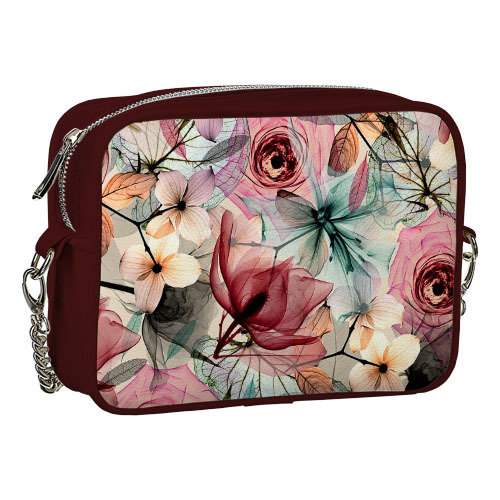 

Сумка на цепочке Cherie Presentville Цветы бордовая 21x17x7 см