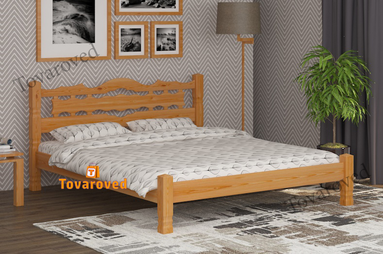 

Кровать двуспальная 180х200 Wellmebely Инга дерево сосна Ольха Л6