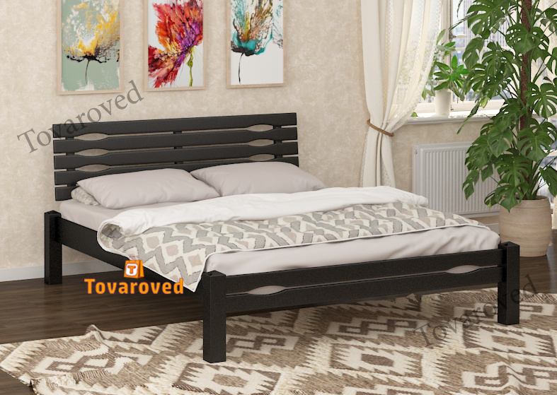 

Кровать полуторная 120х190 Wellmebely Адель дерево сосна Венге Л6