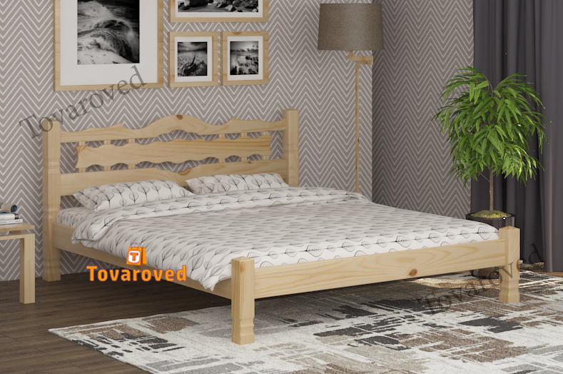

Кровать двуспальная 140х200 Wellmebely Инга дерево сосна Бук Л6