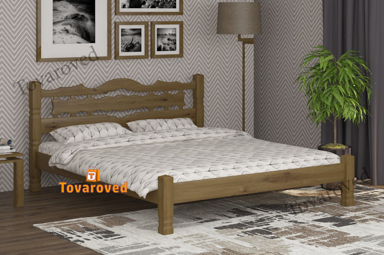 

Кровать полуторная 120х200 Wellmebely Инга дерево сосна Орех светлый Л6