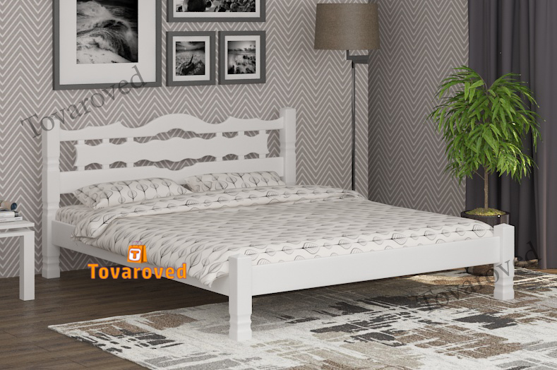 

Кровать двуспальная 180х200 Wellmebely Инга дерево сосна Белый Л6