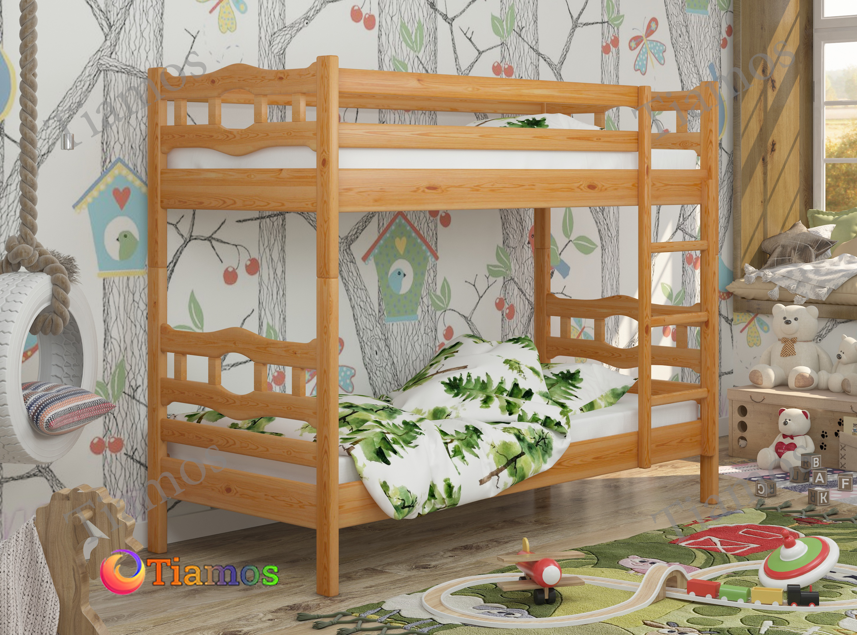 

Кровать Двухъярусная 90х190 Робин Wellmebely Трансформер сосна Ольха Л6