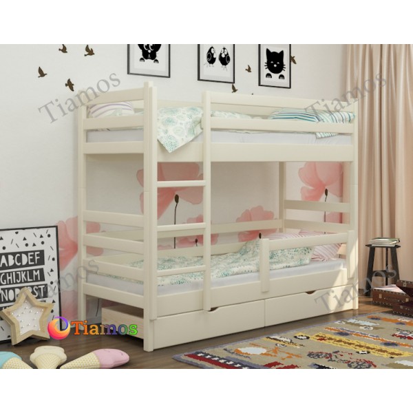 

Кровать Двухъярусная с Ящиками 80х190 и бортиком защитным внизу Соня Wellmebely Трансформер сосна Бежевый Л6