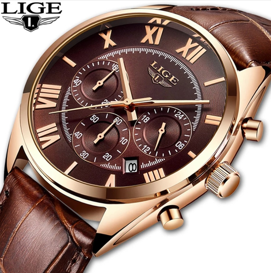 

Кварцевые часы Lige (brown-black)