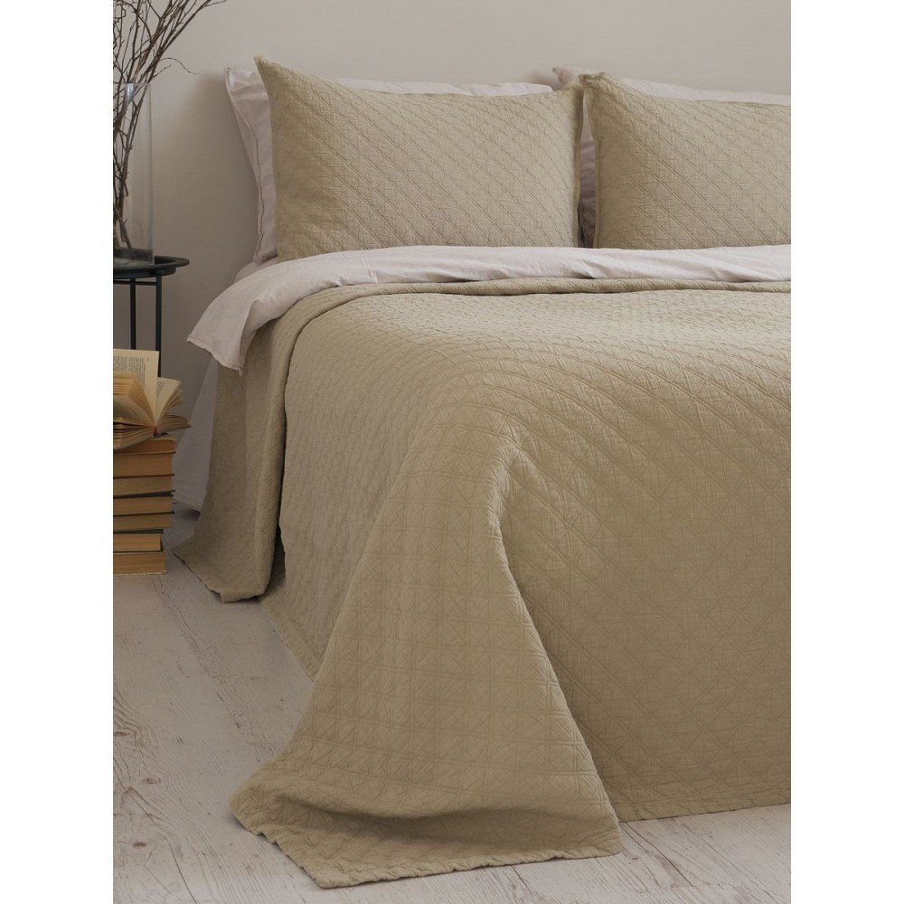 

Покривало з наволочками 240x260 LIMASSO CAMBRIDGE OXFORD TAN (100% бавовна)800411