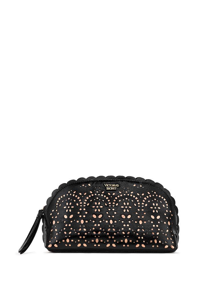 

Косметичка женская Victoria's Secret Petal Edge Beauty Bag черная с золотом