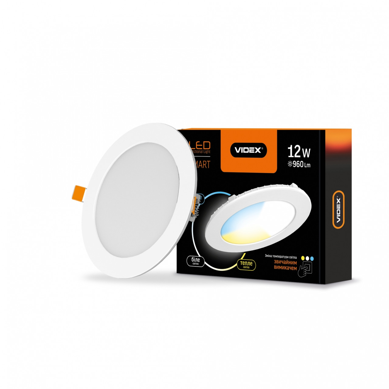 

LED светильник с регулировкой цветности, встраиваемый круглый VIDEX 12W 3000-6200K С3, VL-DLRС3 -12, 24628
