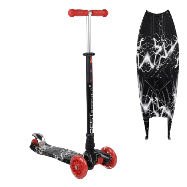 

Самокат кікборд триколісний Best Scooter MAXI А 25463 /779-1318 з колесами, що світяться поліуретан ножні гальма (123420)