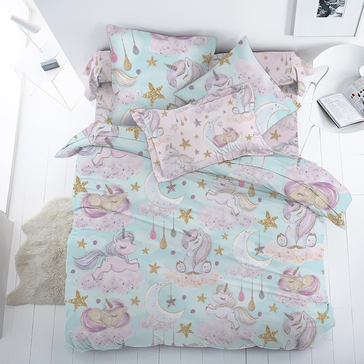 

Комплект постельного белья Novita Поплин 13249/1-13248/1 Единорог Ecotton Детский