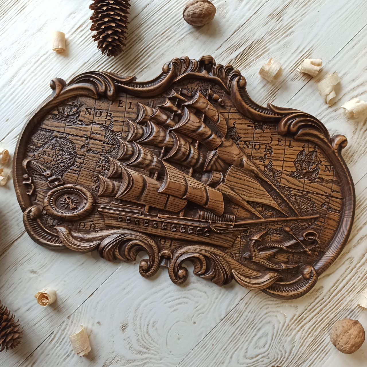 

Барельеф "Парусник 2", Atributlux, 60*40 см резной из дерева