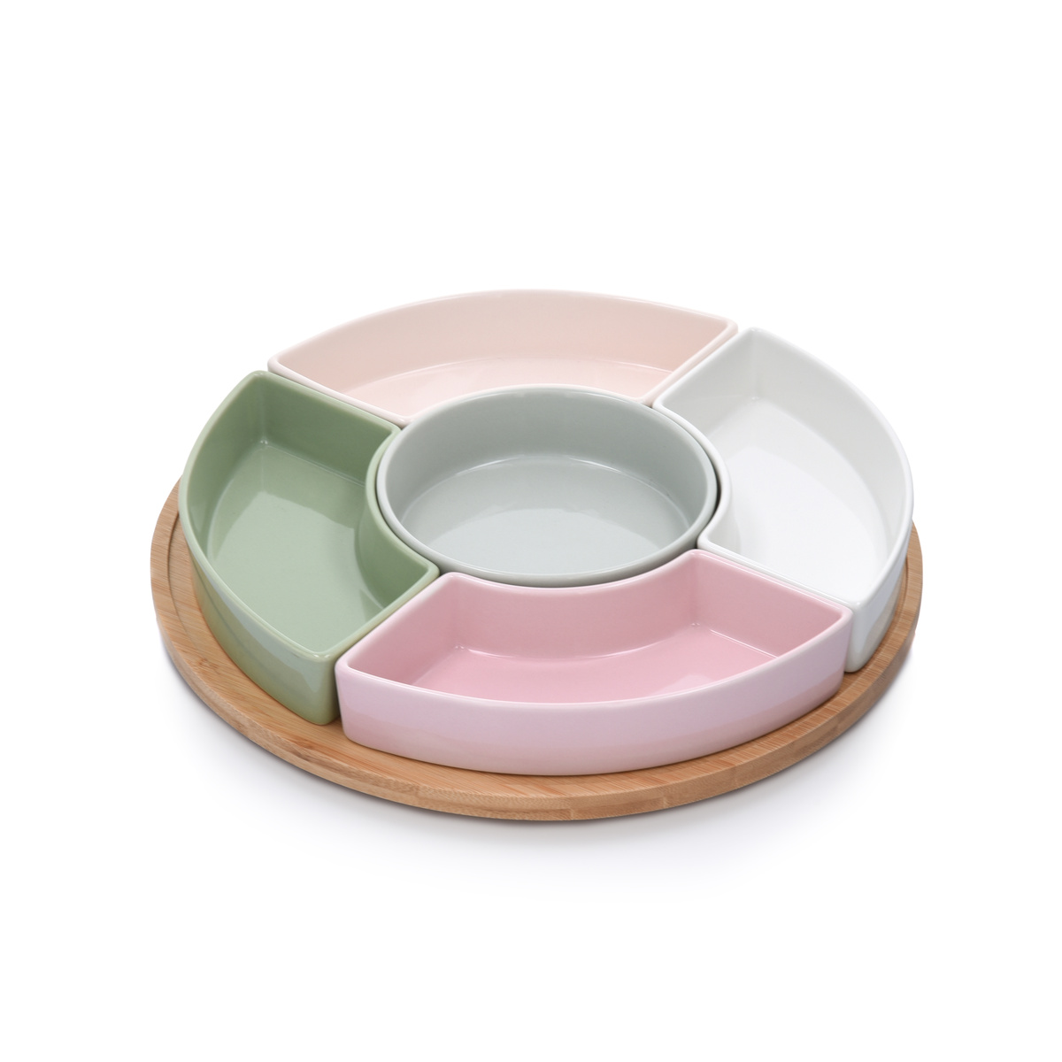 

Набор мисочек (менажница) для закусок на деревяномвращающемся подносе DUKA WAREWOOD IDUNN 6 предметов